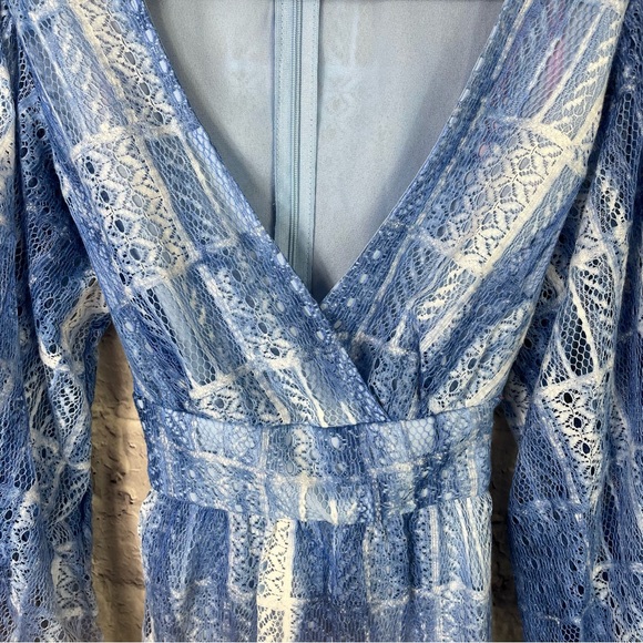 Betsey Johnson Bambi Blue Lace Patch Boho Kimono Dress Statement Sleeves 8 - Picture 7 of 15